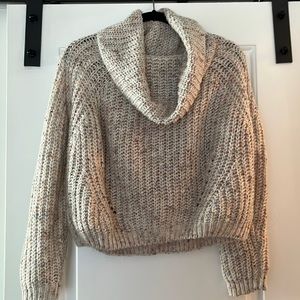 Oatmeal sweater with Multicolor open knit